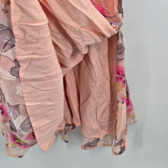 NEW NWT Lulu’s Tea Party Chic Pink Floral Print Tie-Strap Tiered Midi Dress S - Picture 5 of 11